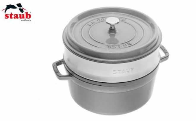 Staub Cocotte rund mit Dämpfeinsatz