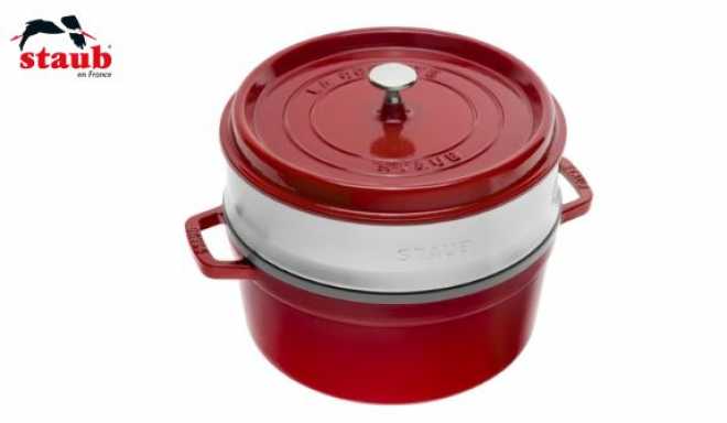 Staub Cocotte rund mit Dämpfeinsatz